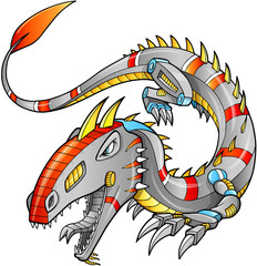 Robot Cyborg Dragon Vector Illustration art