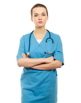 Young Nurse Standing With Folded Arms