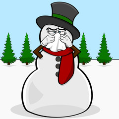 Snowman with a cold