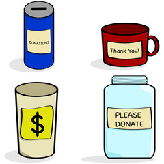 Donation jar and cups
