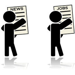 Man reading news and looking for a job