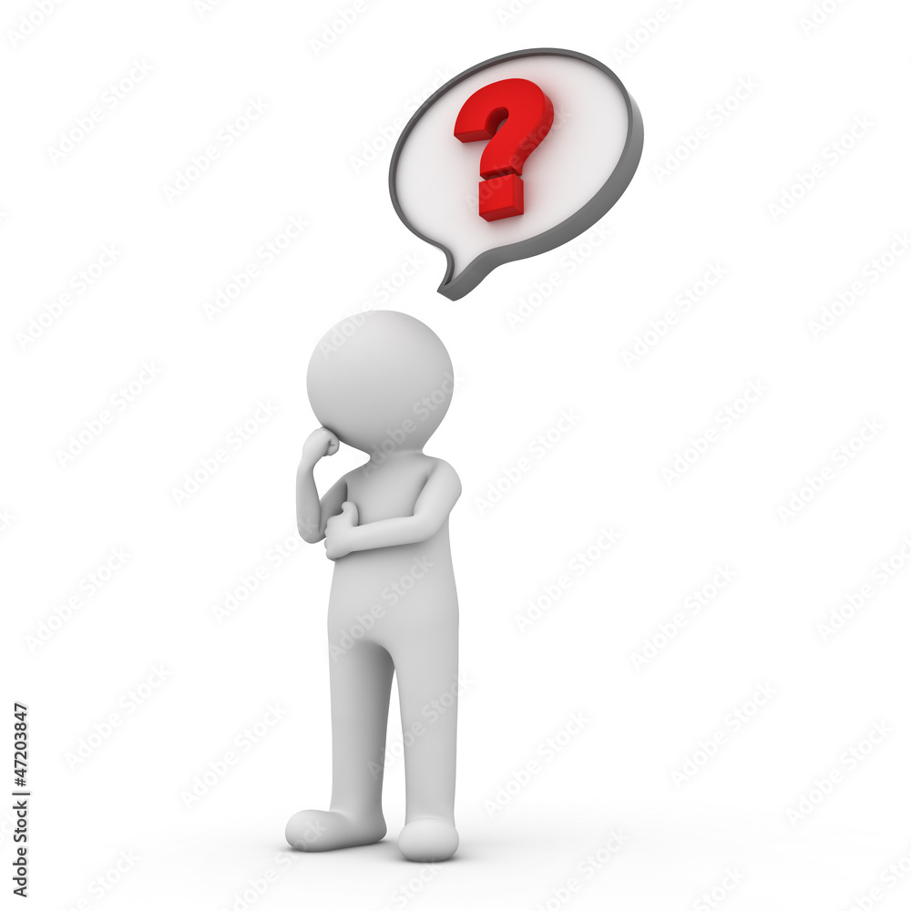 Aufkleber 3d man with red question mark in speech bubble