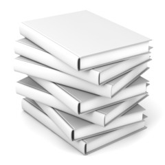 Stack of blank books over white