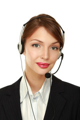 Beautiful business woman with headset