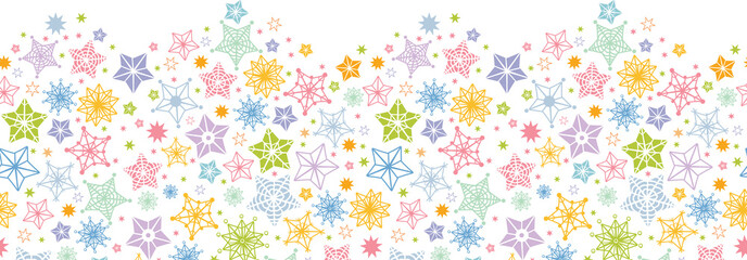 Vector colorful stars horizontal seamless pattern background