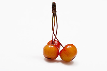 red crab apple on white background