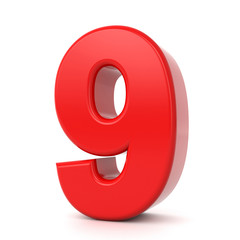 3d shiny red number collection - 9