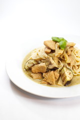Spaghetti with green curry