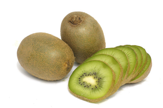 Slice and whole ripe kiwi