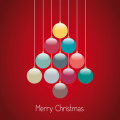christmas balls tree hang twine red background