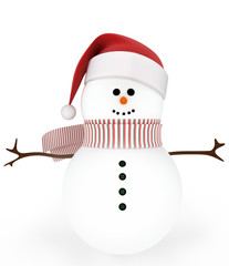 snowman in the cap of Santa Claus.