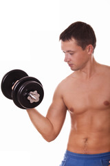Fototapeta na wymiar człowiek robi ćwiczenia na biceps