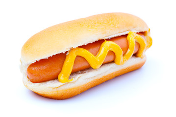 Hot dog with vegetables on a white background