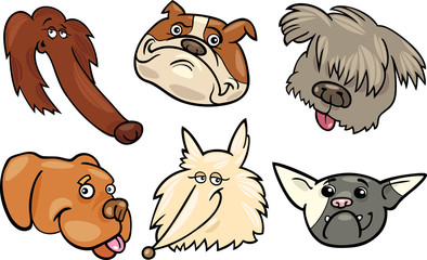 Cartoon funny dogs heads set