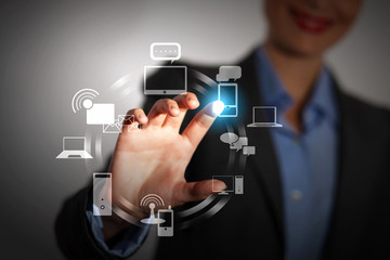 hand pushing on a touch screen