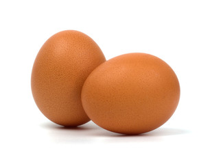 Two Eggs closeup isolated on white background