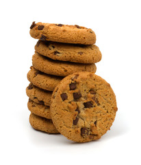 Chocolate pastry cookies isolated on white background.