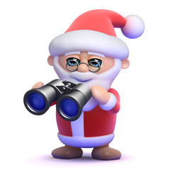 Santa looks his through his Xmas binoculars