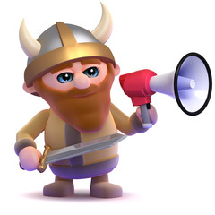 Viking shouts orders through his megaphone