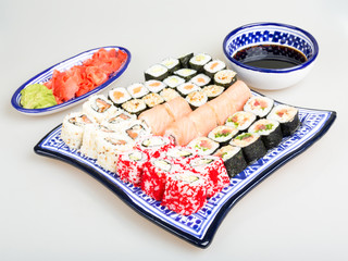 Sushi Set - Different Types of Maki Sushi and Nigiri Sushi