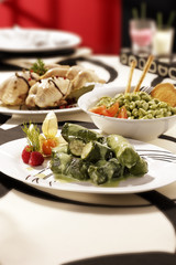 gourmet dishes on table