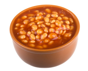 Marinated haricot beans in tomato sauce with shallots on a plate