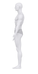 Man in slips in anatomical position with clipping path