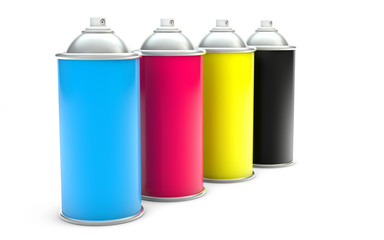 CMYK paint spray cans