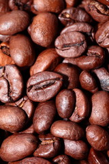 Closeup of coffee beans background