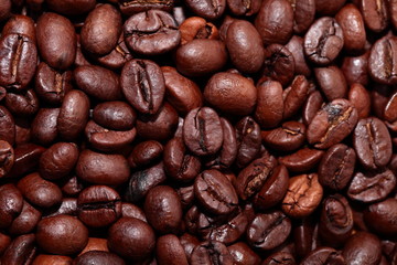 Closeup of coffee beans background