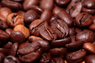 Closeup of coffee beans background