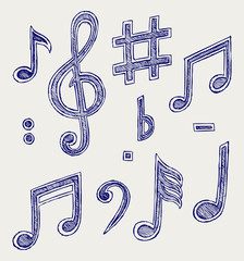 Vector musical notes. Doodle style