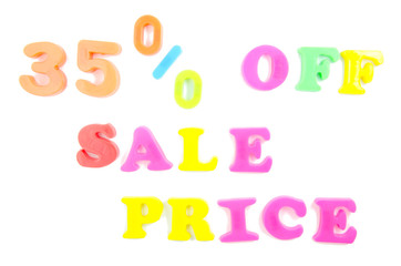 35% off sale price written in fridge magnets