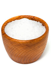 salt in a wooden bowl