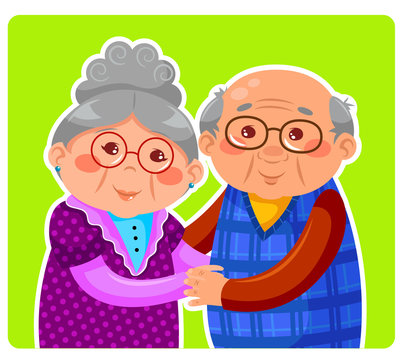 old couple hugging and smiling