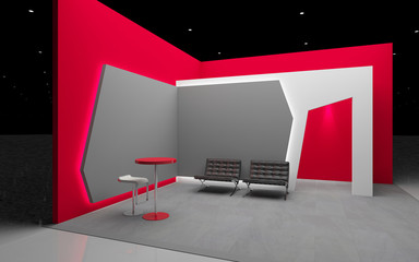 red exhibition stand