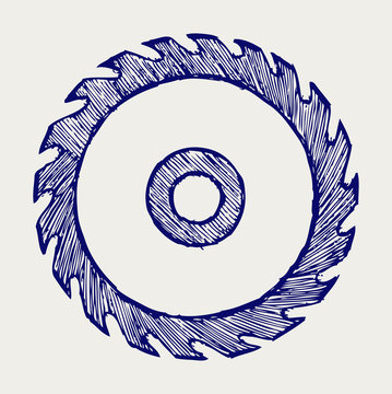 Circular Saw Blade. Doodle Style