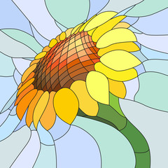 Obraz premium Vector illustration of yellow sunflower.