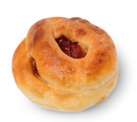 Homemade bun on a white background