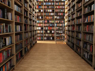 Fotobehang Bibliotheek boeken in bibliotheek