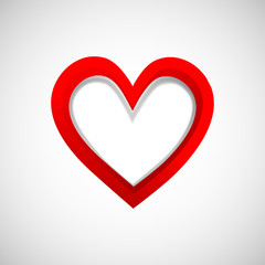 three-dementional banner heart on white background
