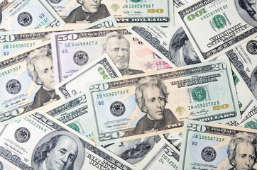 Dollar banknotes, business money background