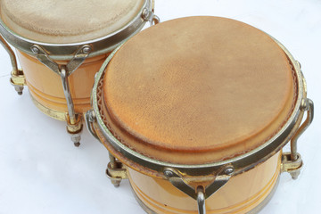 Bongo drums on a white background