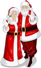 Santa And Mrs Claus Waving Hands For Christmas - 47221075