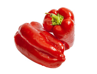 Red bulgarian peppers isolated on white