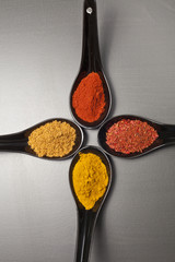 Spices on spoons