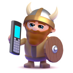 Viking makes a call on his mobile phone