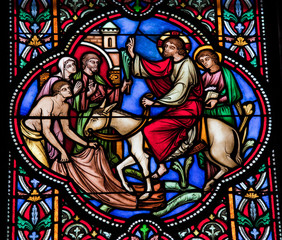 Jesus on Palm Sunday - Stained Glass window - 47227438