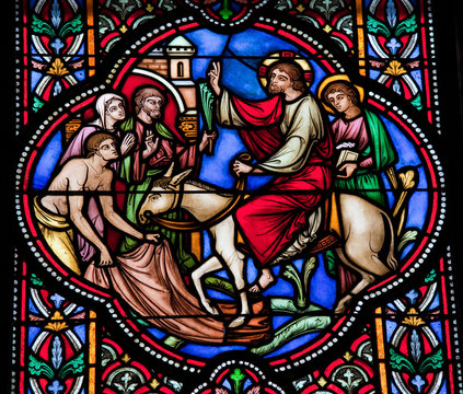 Jesus on Palm Sunday - Stained Glass window
