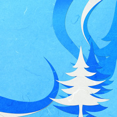 Rice paper cut  blue christmas abstact